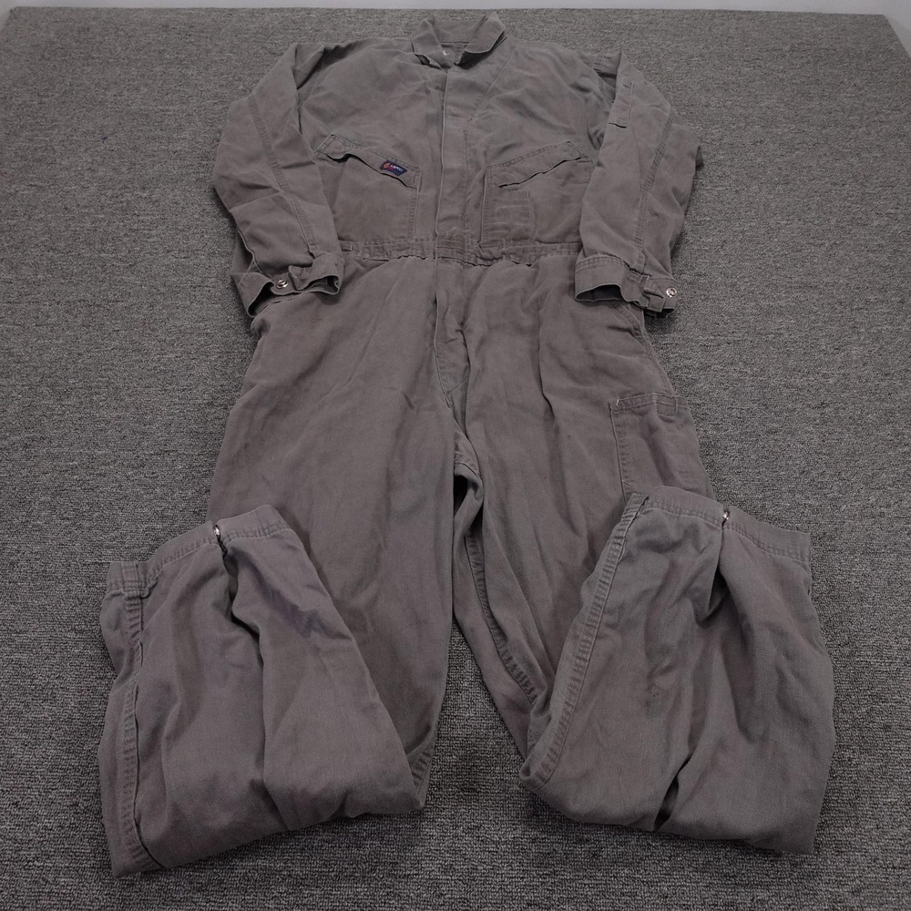 LAPCO FR Coveralls Mens Large Gray Cotton Twill Flame Resistant CAT 2 Workwear